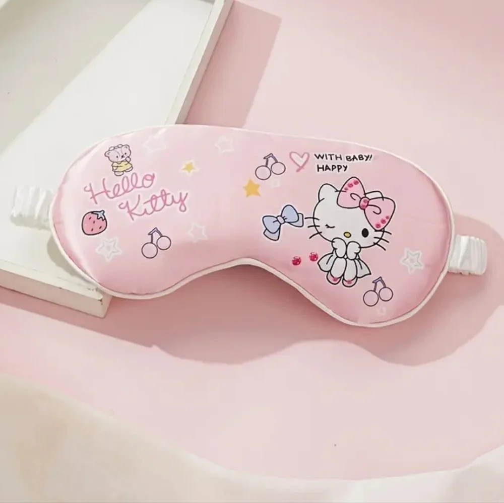 new Hello Kitty Sanrio Pink Sleep Mask Satin Travel Beauty Fashion Care Printed